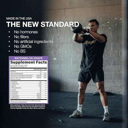 RAW EAA Plus, Amino Acids Powder, Watermelon Grape (30 Servings) - Pre Workout Amino Energy Powder for Advanced Endurance, Recovery & Lean Muscle Growth - BCAA Amino Acids Supplement for Men & Women