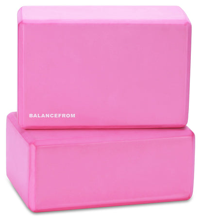 Fitvids Set of 2 High Density Yoga Blocks, 9"x6"x4" Each, Pair (Pink)
