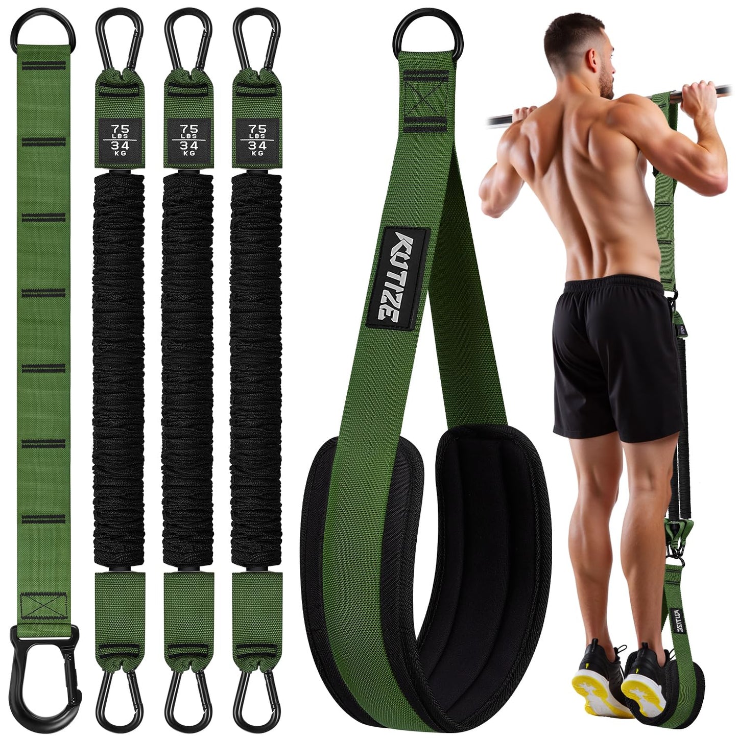 KUTIZE Pull Up Assistance Bands, 3 Adjustable Heavy Duty Pull Up Assist System with Comfortable