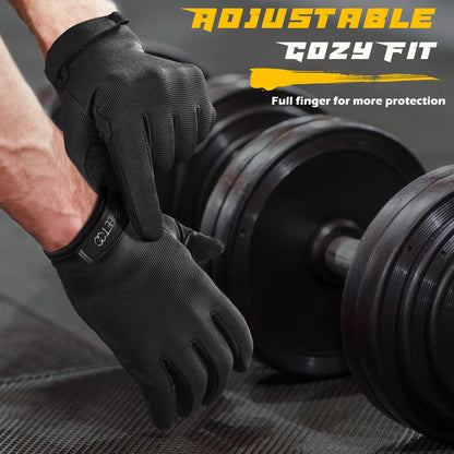 FREETOO Full-Finger Workout Gloves for Men, Padded Gym Gloves with Grip