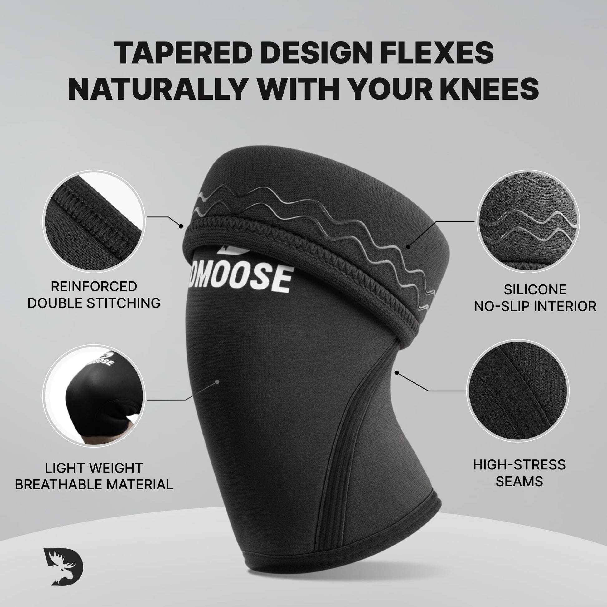 DMoose Fitness Knee Sleeves for Weightlifting (Pair) 78" Knee Wraps for Squats, Powerlifting &