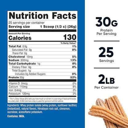 Nutricost Whey Protein Isolate 2 LB Churro Flavored - GMO-Free, Gluten-Free