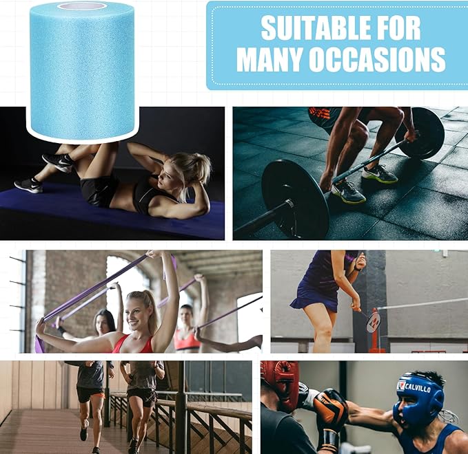 Blue Prewrap,Prewrap Athletic Tape,6 Roll Pre wrap Headbands for Hair Soccer,Foam Underwrap Sports Wrap for Ankles Wrists Hands Knees Elbows 2.75 Inches X 12 Yards