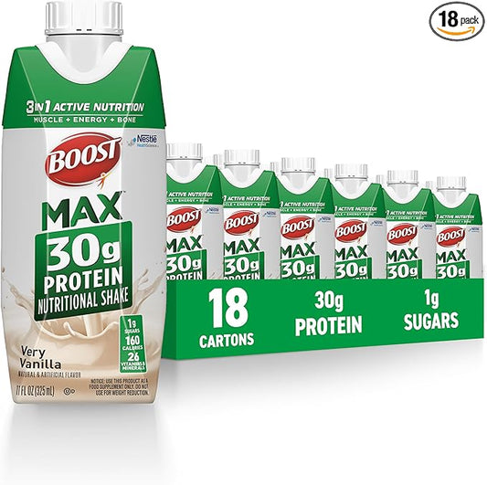 BOOST MAX Protein Shakes Ready to Drink - 30g High Protein Shake - Vanilla | Nutritional Drinks to