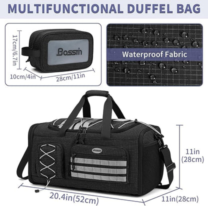 Bosstin Gym Bag for Men & Women,45L Travel Duffle Sports Duffel Bag Gym Weekender Overnight Backpack with Shoe Compartment (BLACK CHECKERED)