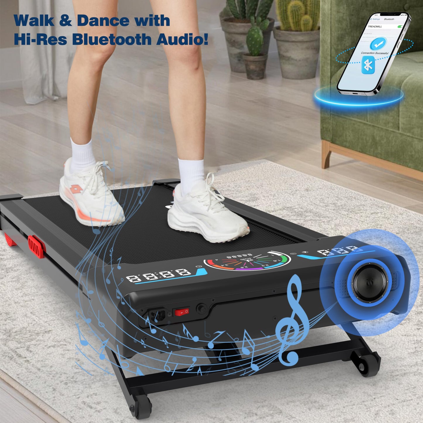Walking Pad Treadmill 12% Auto Incline, Under Desk Treadmill, Black