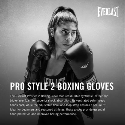 Everlast ProStyle 2 Boxing Gloves | Men and Women, Heavy Bag | Black | 14oz