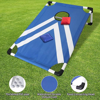 Portable PVC Framed Cornhole Game Set with 2 Collapsible Cornhole Boards, 8 Bean Bags and Carrying Case, Waterproof Mini Cornhole Set, Outdoor Indoor Yard Toss Games Rainbow Design (3 x 2-feet)