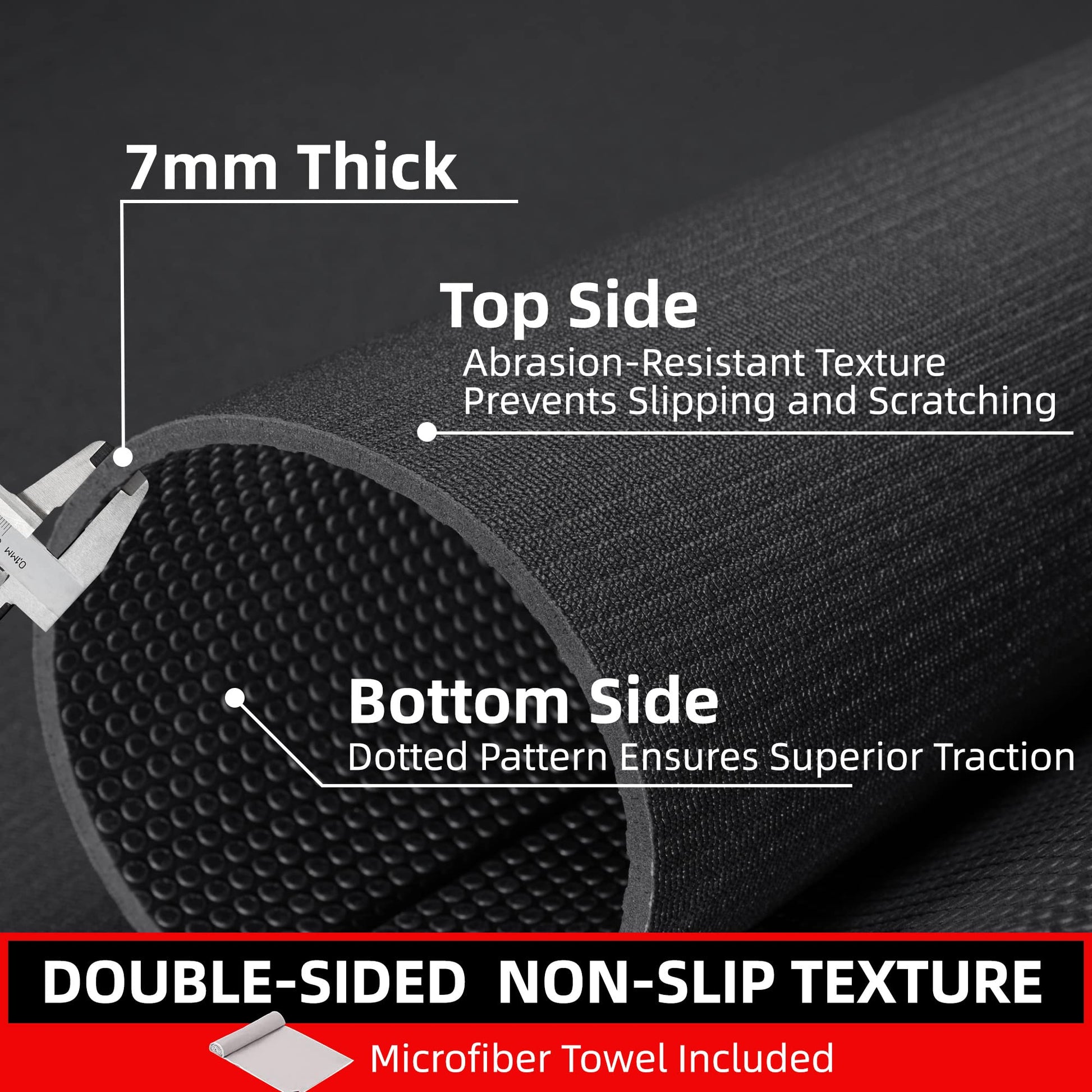 GymCope Large Exercise Mat for Home Workouts, 12x6/10x6/9x6/8x6/7x5/6x4 ft