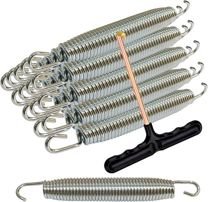 3.7'', 6.5'', 7'' Trampoline Springs,16pcs Heavy Duty Stainless Steel Replacement Trampoline Springs with T-Hook Tool Trampoline Accessories
