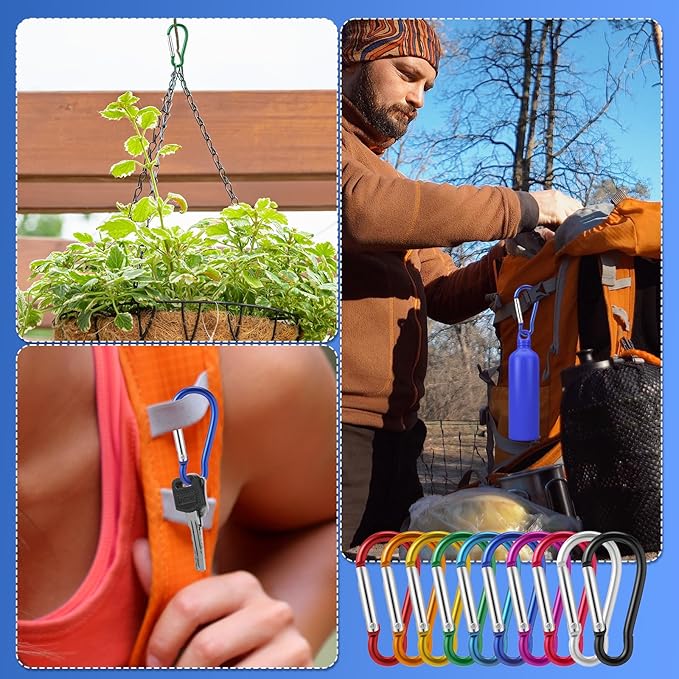 300 Pcs 2" Carabiner Bulk Spring Snap Hooks Bulk Aluminum Alloy Clip Keychain for Hanging Camping Hiking Traveling Fishing Outdoor Activities