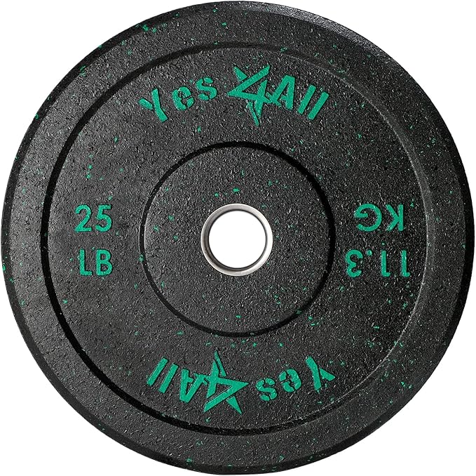 Yes4All 2" Bumper Plate, 10-190 LB Olympic Rubber Weight Plate with Steel Hub for WeightLifting, Strength Training, Home Gym, Less Impact, Absorb Bounce & Shock, Multiple Options