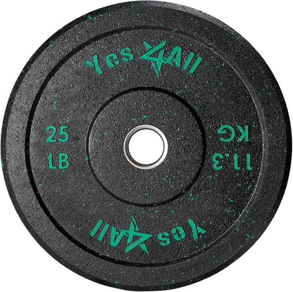 Yes4All 2" Bumper Plate, 10-190 LB Olympic Rubber Weight Plate with Steel Hub for WeightLifting, Strength Training, Home Gym, Less Impact, Absorb Bounce & Shock, Multiple Options