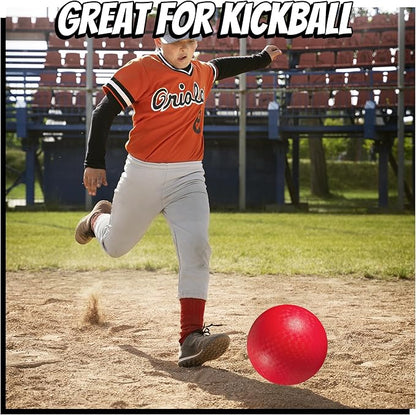 10 Inch Kickball Playground Balls - (Pack of 6) Inflatable Rubber Indoor Outdoor Bouncy Balls for Adults & Kids - Dodgeballs, Kickballs, Four Square and Handballs for School, Gym, with Hand Pump