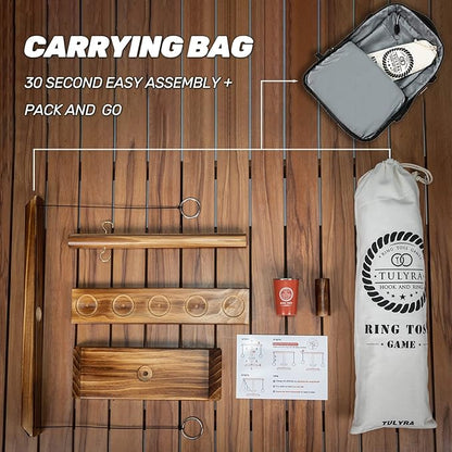 Ring Toss Game for Adults, Hook and Ring Game with Exclusive Carrying case & Unique Stainless Mini Cup, Super Easy to Assemble, XL Size(15.7" X 13"), Outdoor, Family