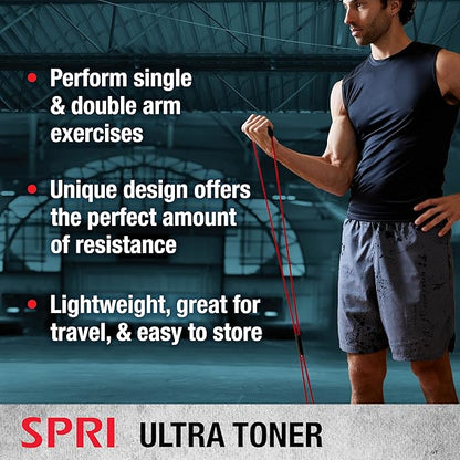 SPRI Ultra Toner Figure 8 Resistance Band with Padded Handles Great for Stretch, Exercise, Fitness Training, Yoga, Resistance Weights, Therapy, Gym or Home Workout Equipment.
