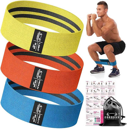 Fabric Resistance Bands for Working Out - Exercise Bands for Women and Men, Booty Bands for Legs and Glute, Yoga, Pilates, Rehab, Fitness and Home Workout