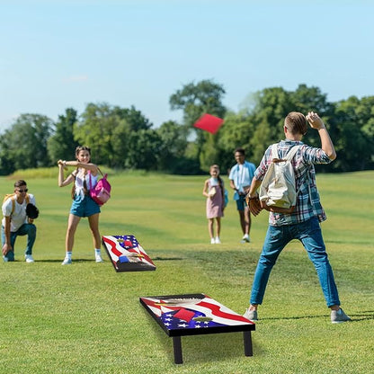 PetGirl Wood Cornhole Boards Set, Indoor & Outdoor Corn Hole Games for Adults Kids, Corn Hole Sets with Carry Case & 8 Bean Bags, Toss Game for Yard, Backyard, Beach