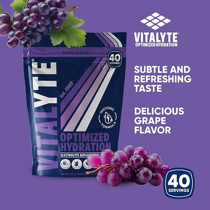 Vitalyte Electrolyte Powder Drink Mix, Isotonic Electrolyte Hydration Mix, Case Pack (6 Pack, Grape)
