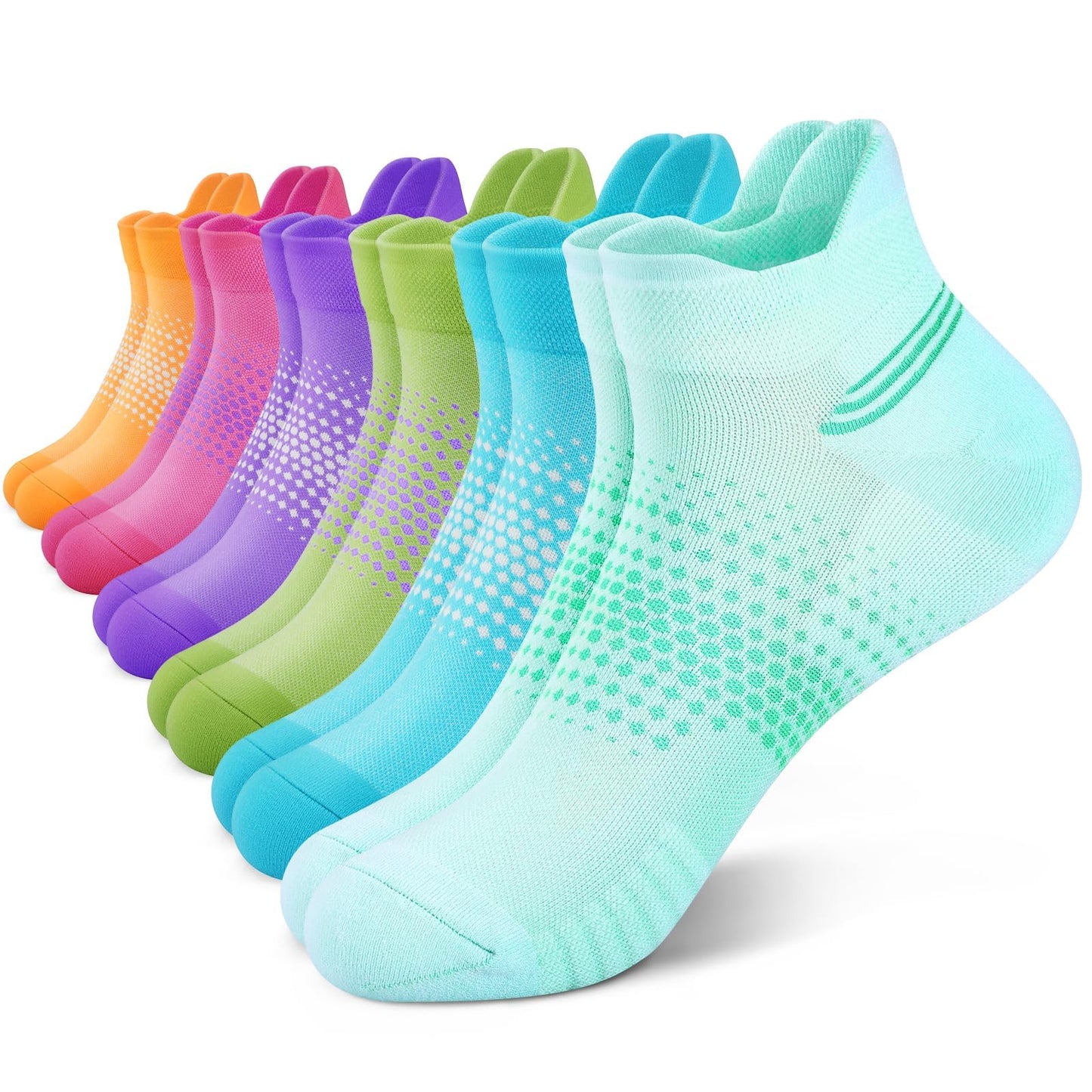 PAPLUS Ankle Compression Socks for Women, 6 Pairs Cushioned Running Socks