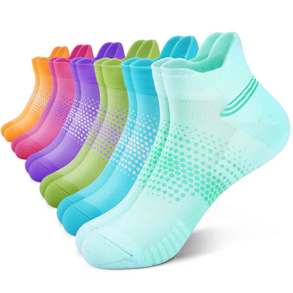 PAPLUS Ankle Compression Socks for Women, 6 Pairs Cushioned Running Socks
