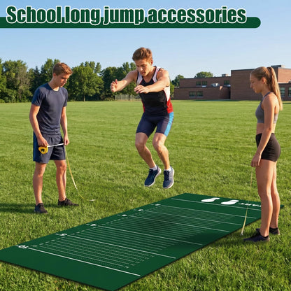 Woanger 12 x 2.5 Ft Long Jump Mat Sports Broad Jump Measurement Mat Hash Marks Carpeted Non Slip