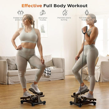 SogesPower Steppers for Exercise at Home,Mini Stair Stepper with Resistance Bands,Full Body Workout Equipment with LCD Monitor,Portable Stepper with 330LBS Capacity