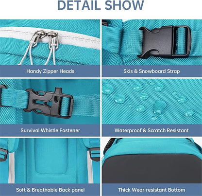 Ski Boot Bag, 50L Ski Boot Travel Backpack for Skis, Snowboard & Accessories, Waterproof Padded Ski Boot Bag Backpack