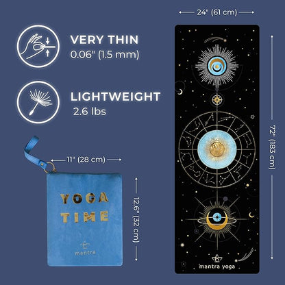 Mantra Yoga Travel PRO 1.5mm - Foldable Fitness & Exercise Mat with Bag | Lightweight, Compact & Eco-Friendly | Non-Slip & Washable | For All Types of Yoga | 72" L x 24" W | 2.6 lbs