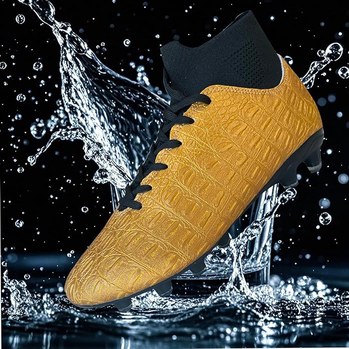 Soccer Cleats High-Top Outdoor Non-Slip Football Shoes Protection Lightweight for Firm Ground Training Breathable Fit (Size 6-13)