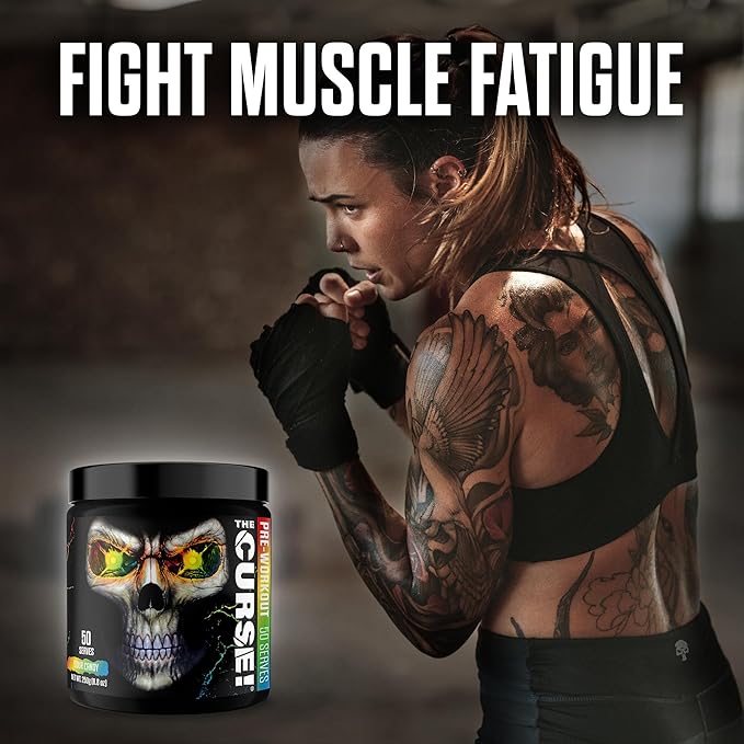 JNX SPORTS The Curse! Pre Workout Powder for Men & Women, Caffeine, Beta-Alanine, Creatine, L-Citrulline, 50 Servings, Sour Candy Flavor ??Boost Energy, Strength & Focus