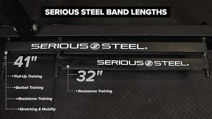 Serious Steel Fitness 32" Resistance Training Bands (Portable Exercise Band System Training Bands- Great for Individuals Under 5'10")