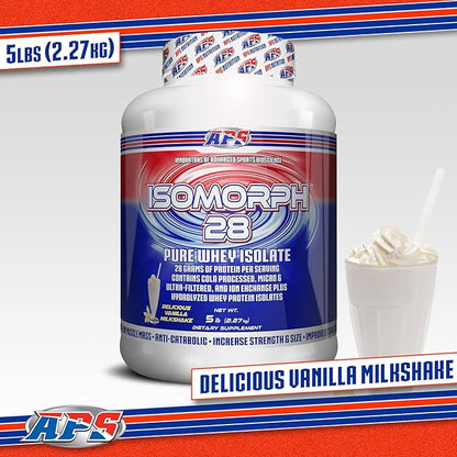 APS Nutrition Isomorph 28 Protein Powder | Pure Whey Isolate | Cold Pressed, Ultra- Filtered, & Ion Exchange Isolates | 28g Protein | 5 Pound (Vanilla Milkshake)