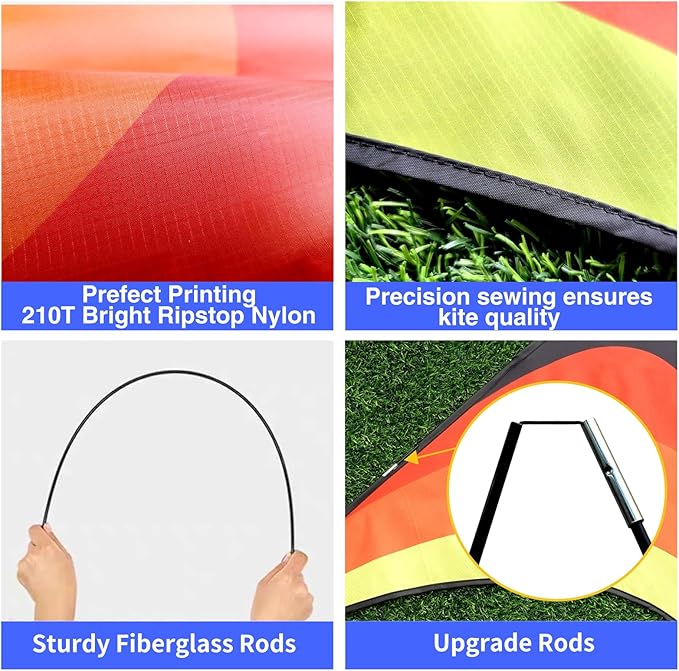 3 Pack Delta Kite Set for Adults and Kids, Single Line Beach Kites for Boys & Girls, Three Handle with String Included