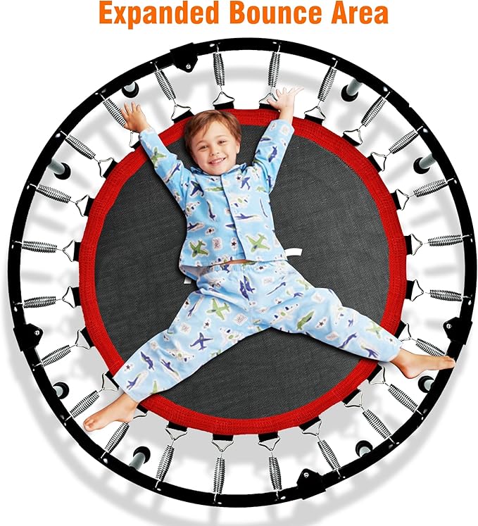 450 LBS Foldable Mini Trampoline for Adults & Kids 40" Rebounder Trampoline with Adjustable Foam Bar for Indoor Workout Fitness