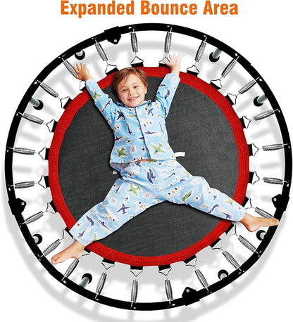 450 LBS Foldable Mini Trampoline for Adults & Kids 40" Rebounder Trampoline with Adjustable Foam Bar for Indoor Workout Fitness