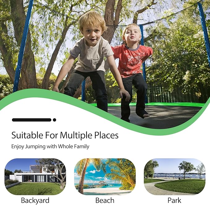 12FT 14FT Trampoline with Slide and Swings, ASTM Approved Outdoor Trampoline with Basketball Hoop and Ladder, Capacity for 5-7 Kids and Adults