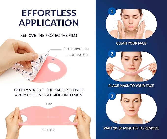 Stylia V Line Lifting Collagen Face Mask - Double Chin Strap for Women - Jawline Shaper Face Lift Tape - Neck Lift Collagen Mask - Chin Strap for Sleeping - Hyaluronic Acid, Aloe Vera, Cica 7PC