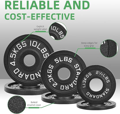 Olympic Cast Iron 2-Inch Weight Plate for Strength Training & Weightlifting, Home Gym, Multiple Weights Available