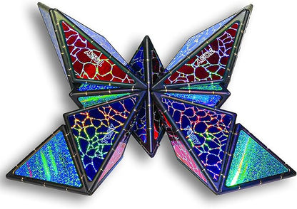 TOSY Magnet Pyramid Stone - 1 Cube Transforms into 1 Billion Shapes, 14 pcs (12 Puzzle pcs and 2 Accessories), 243 Rare Earth Magnets, Holographic Design Magnet Tiles Creative Puzzle STEM/STEAM Toy