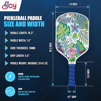 4Joy Pickleball Paddle Premio Series - Thermoformed Premium T700 Carbon Fiber Pickleball Paddless - Professional Pickleball Rackets for Women & Men - 16mm Honeycomb Core - USAP Approved