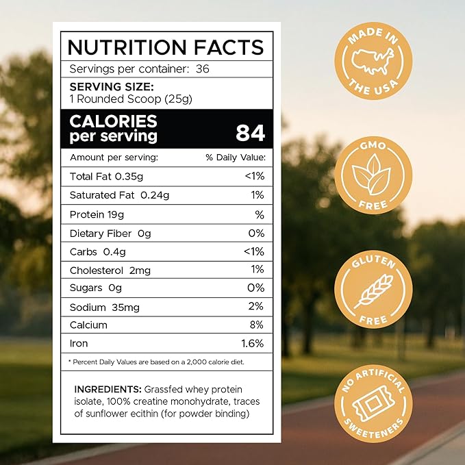 B.rad Superfuel - Grass Fed Whey Protein Isolate Boosted with Creatine | Farm-Fresh, Easy-to-Digest, Clean Ingredients | 2 Pounds | 100% USA Sourced | Unflavored