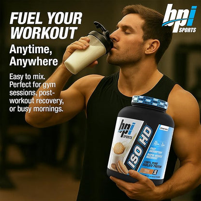 BPI Sports ISO HD Isolate Protein Powder ??100% Whey Isolate, Protein Powder for Muscle Gain - Vanilla Cookie, 4.8 LBS - 70 Servings