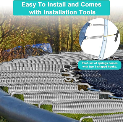 24 Pcs Trampoline Springs, 5.5-7 Inch Heavy Duty Stainless Steel Replacement Springs, Universal Trampoline Accessories Springs with 2 T-Hooks