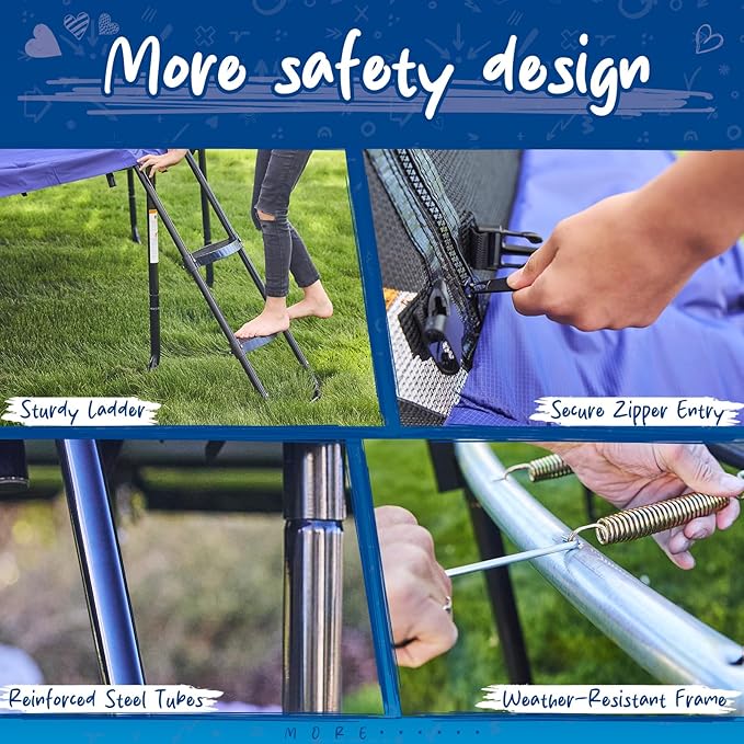 123JUMP by Skywalker Trampolines 10FT 12FT 14FT Outdoor Trampoline with Enclosure and Ladder, Round Recreational Trampoline for Kids with ASTM Approval, Spring Pad Cover, Heavy Duty Jump Mat