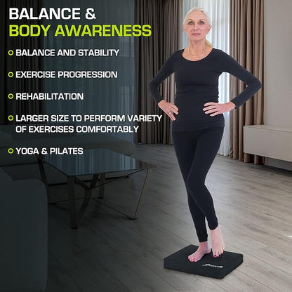 ProsourceFit Exercise Balance Pad – Non-Slip Cushioned Foam Mat & Knee Pad for Fitness and Stability Training, Yoga, Physical Therapy