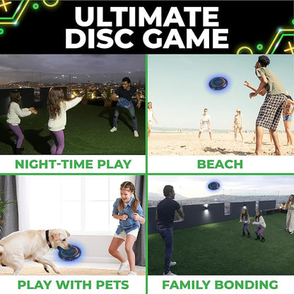 Toysery LED Light Up Fresbee - Glow in The Dark Fresbee for Kids and Adults, Flying Disc Adventure for Day and Night - Easy to Use Ideal for Camping Game