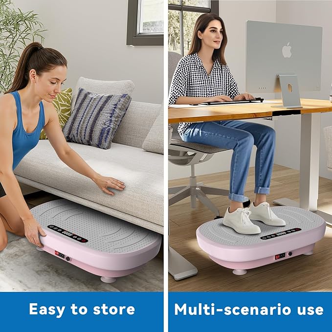 Vibration Plate Exercise Machine, Vibration Plate Platform with Bluetooth & Resistance Bands, Curved Design Full Body Workout Vibration Plate for Weight Loss, Muscle Recovery, Home