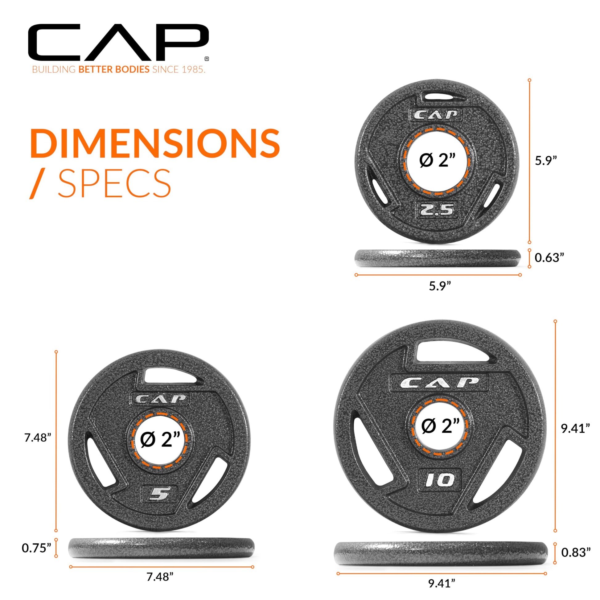 CAP Barbell 75 LB Elite Olympic 2-Inch Cast Iron Weight Plate Set