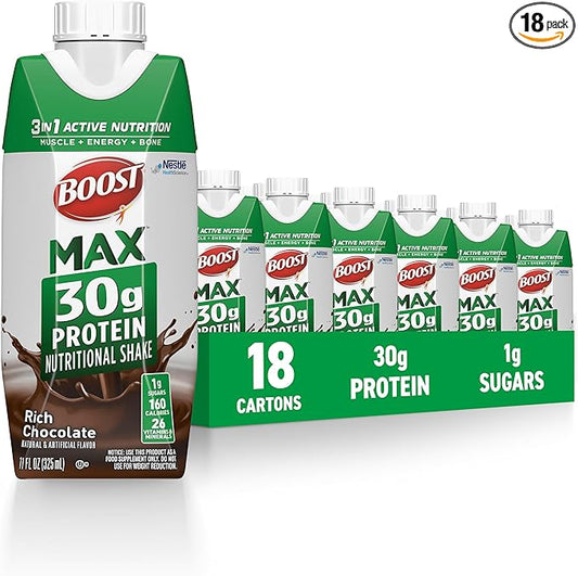BOOST MAX Protein Shakes Ready to Drink - 30g High Protein Shake - Chocolate | Nutritional Drinks